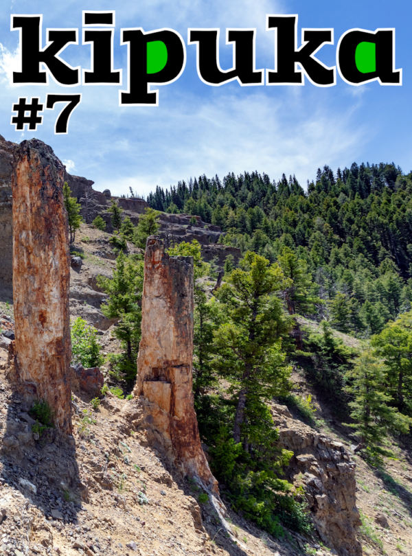 Couverture du numéro 7 de kīpuka montrant des arbres pétrifiés à Specimen Ridge, dans le parc de Yellowstone.